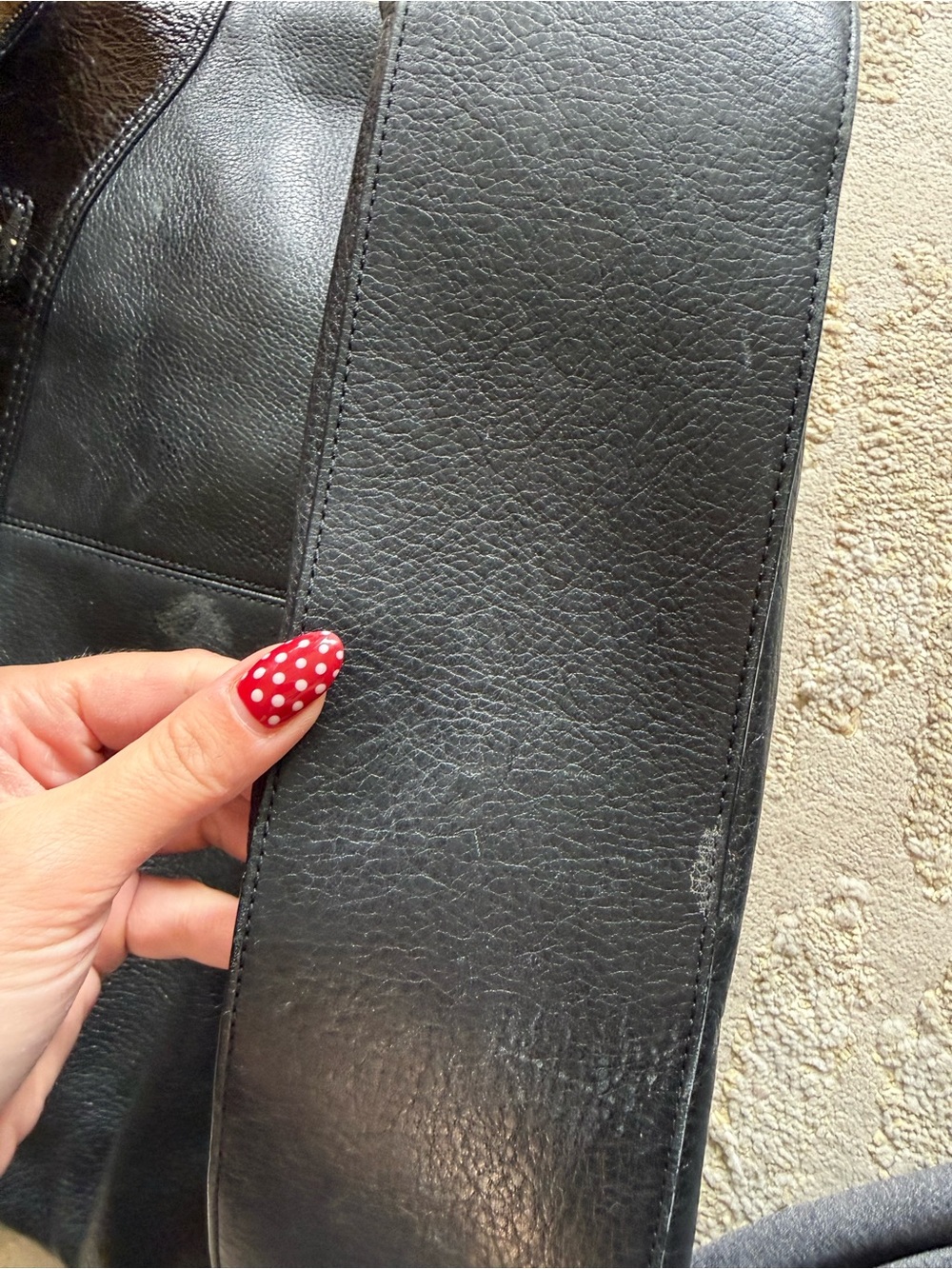 Coach Black Leather Tote with Embossed Signature Circle - Picture 11 of 11
